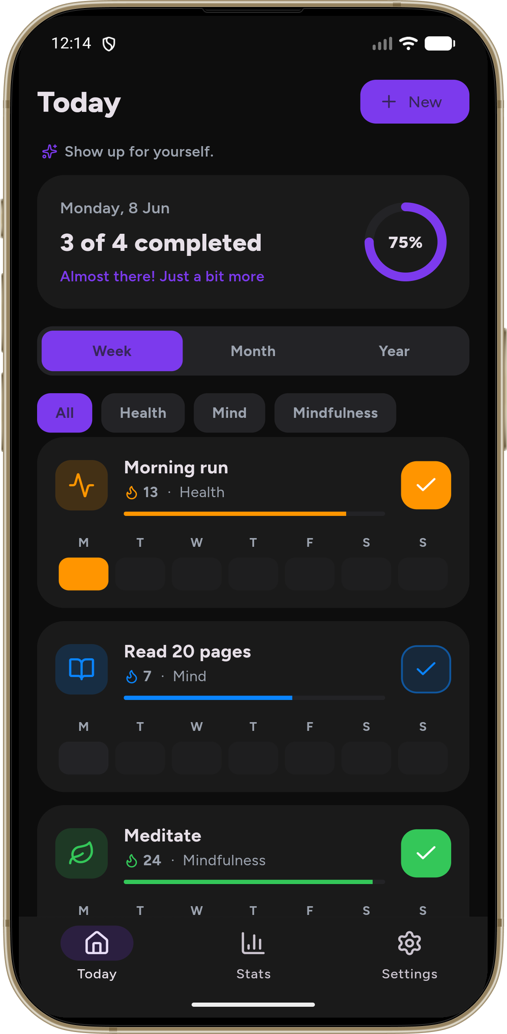 Streak — Today screen